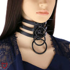 Black Choker With Triple Rings Accessories