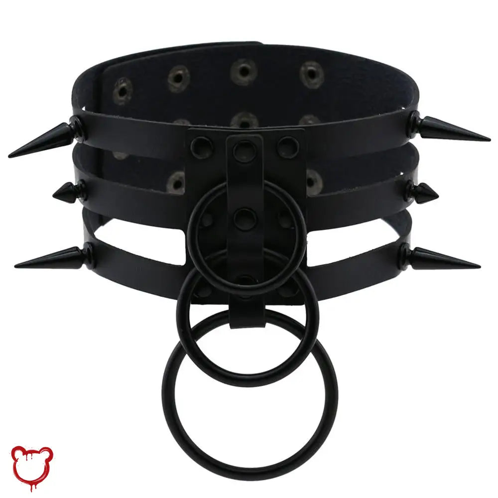 Black Choker With Triple Rings Accessories