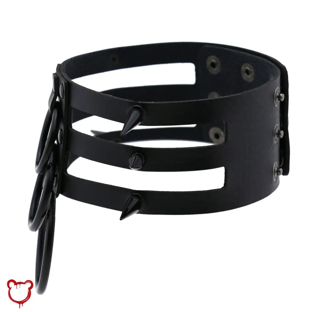 Black Choker With Triple Rings Accessories