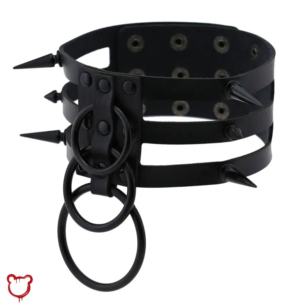 Black Choker With Triple Rings Accessories