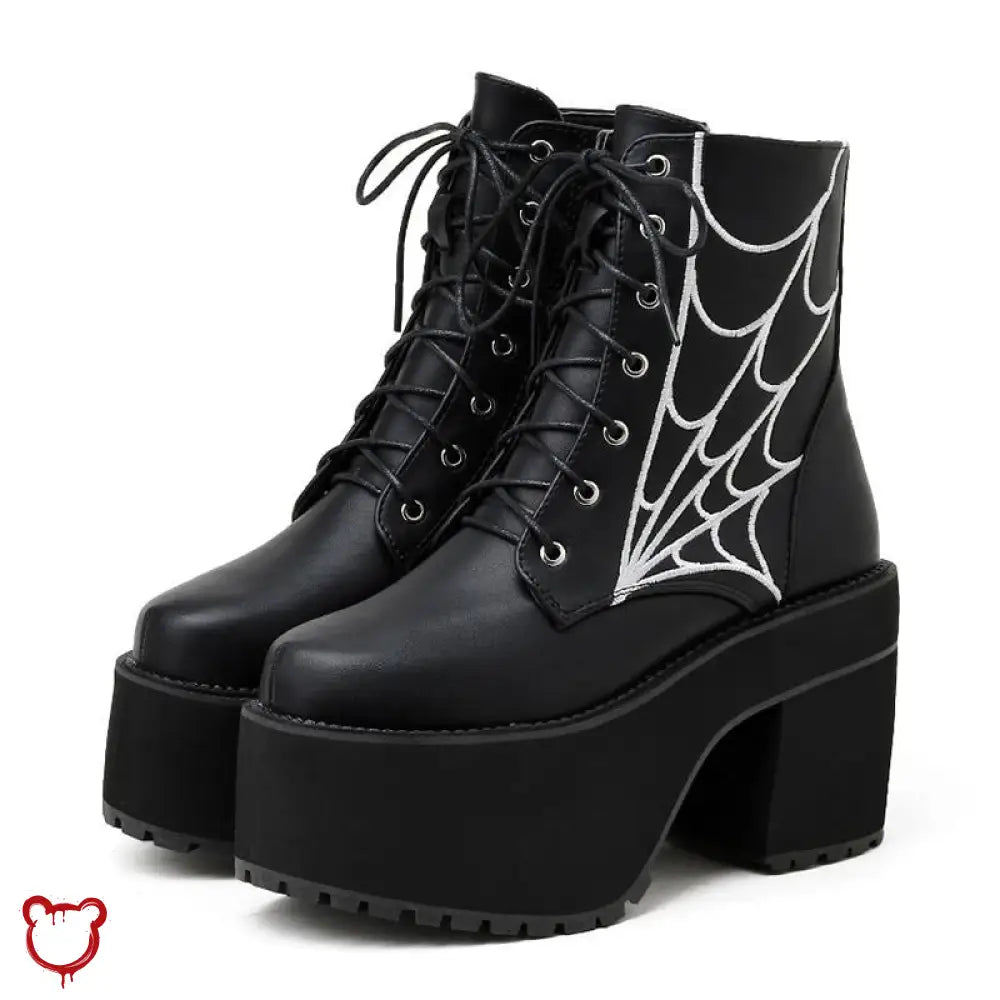"Black Cobweb Boots" - The Cursed Closet