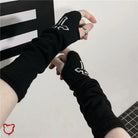 Black Cross Fingerless Gloves Accessories