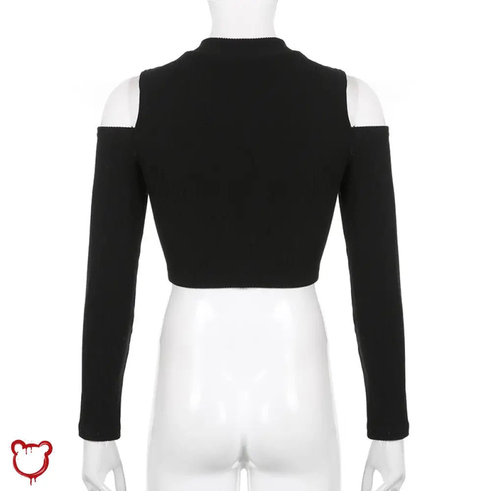 Black Cut Out Crop Top - The Cursed Closet