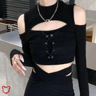 Black Cut Out Crop Top / S Clothing