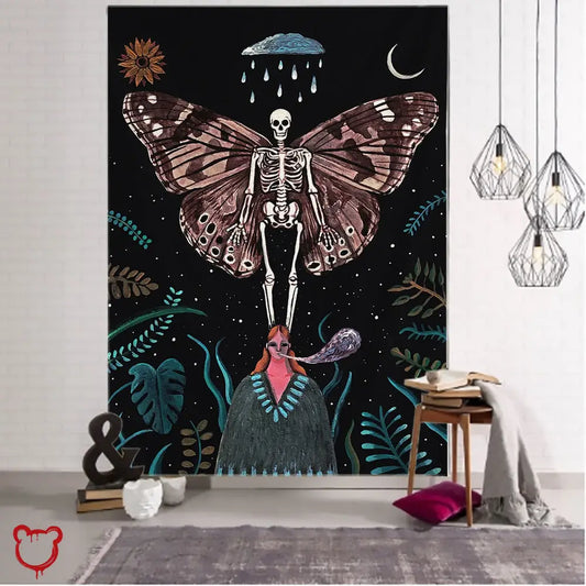 Black Death Moth Wall Art 95X70Cm / Tapestry