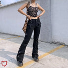 Black Denim Low Waist Pants Black / M Clothing