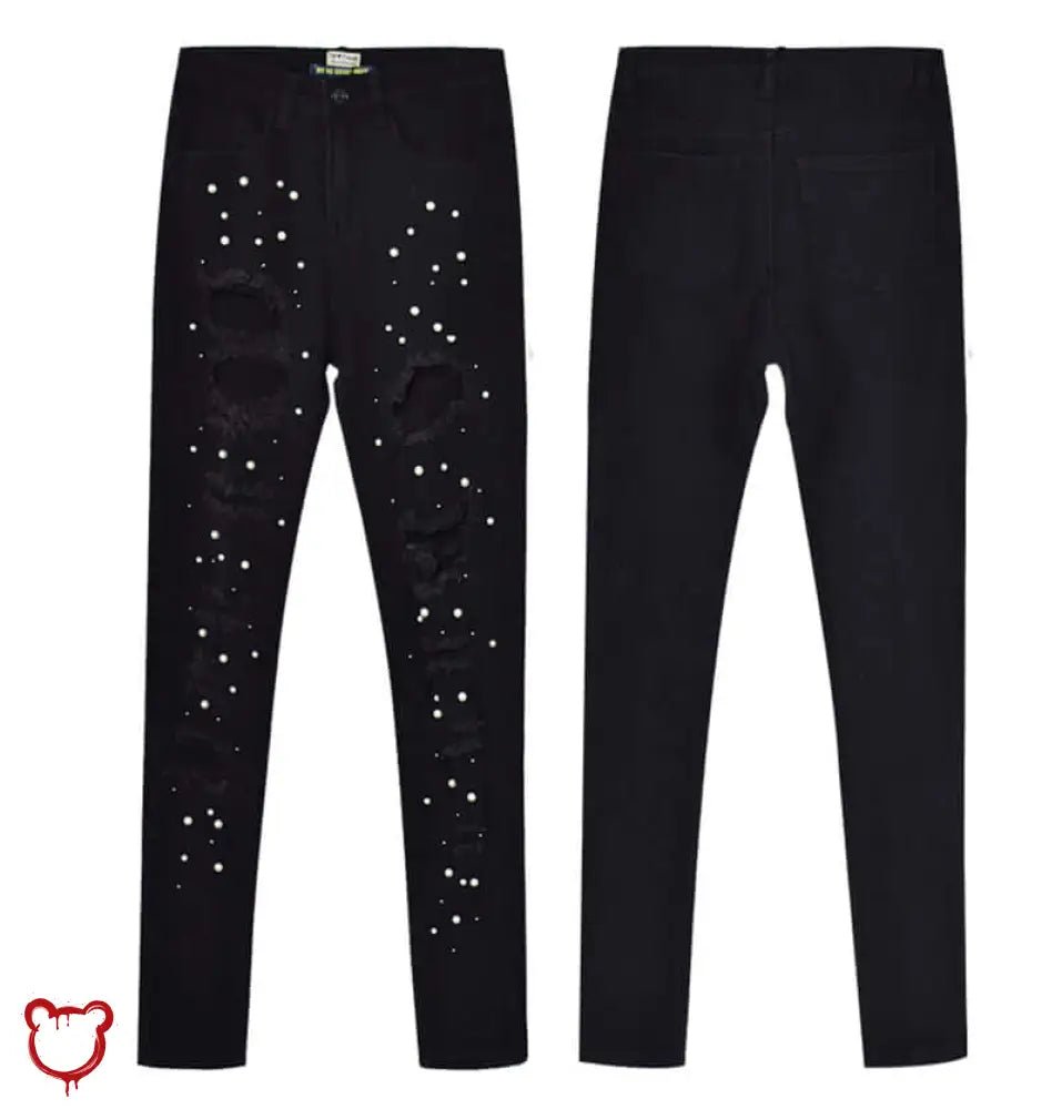 Black Distressed High Waist Jeans - The Cursed Closet