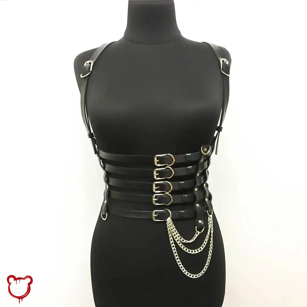 Black Faux Leather Body Harness Clothing