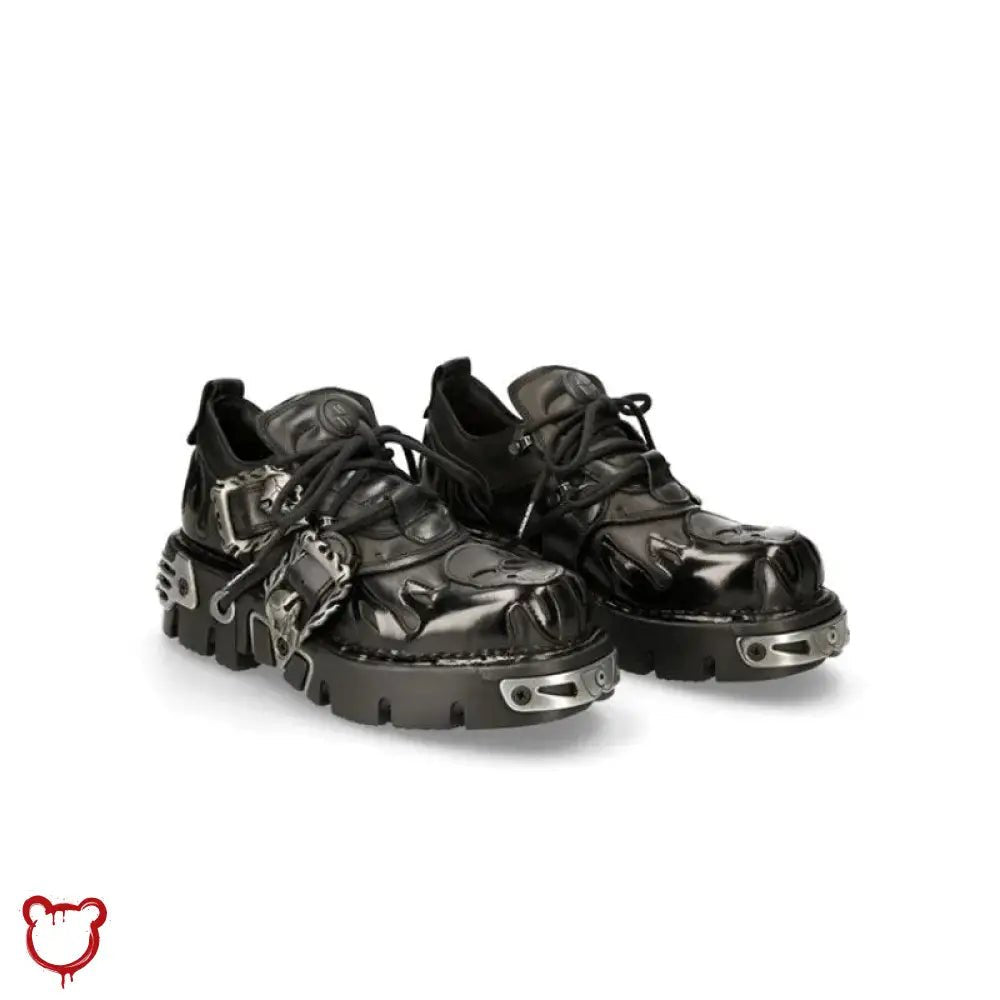 Black Faux Leather Buckle Shoes' - The Cursed Closet