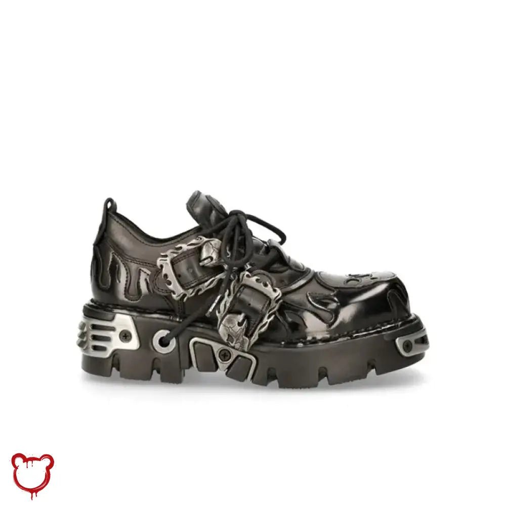 Black Faux Leather Buckle Shoes' - The Cursed Closet