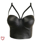 Black Faux Leather Bustier Crop S Clothing