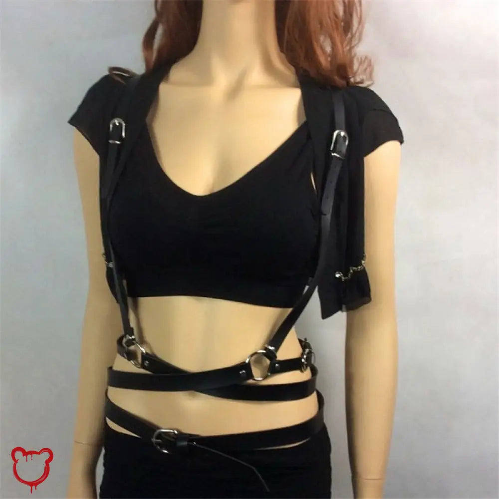 Black Faux Leather Harness Accessories