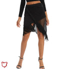 Black Fishnet Fringe Skirt Clothing