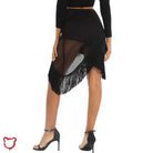 Black Fishnet Fringe Skirt Clothing