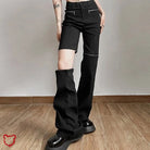 Black Flared Zip Pants Clothing