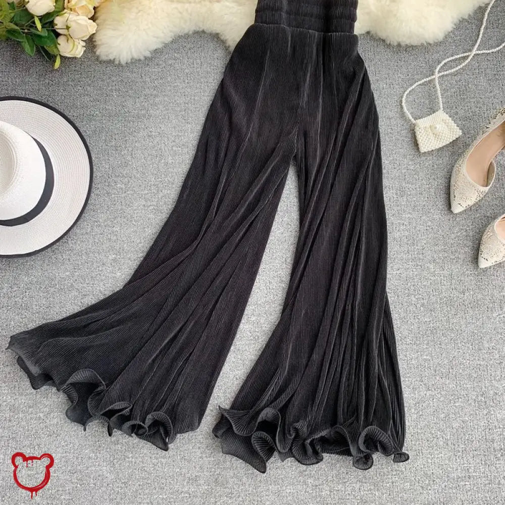 Black Flowy Grunge Goth Pants Clothing