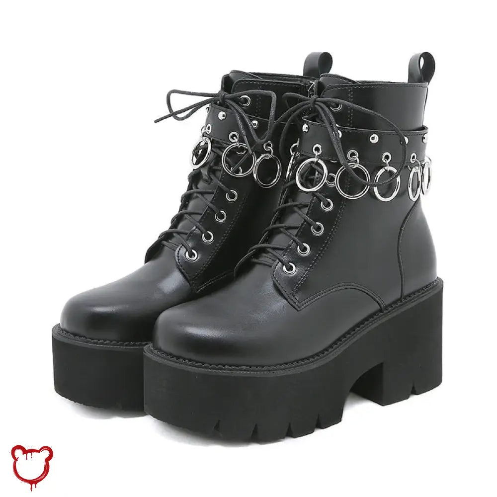 Black Goth Ankle Boots' - The Cursed Closet