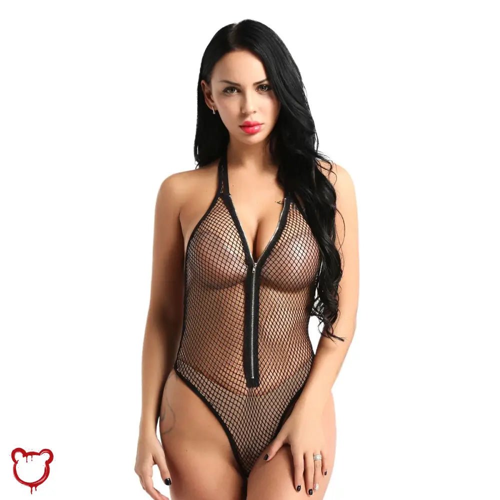 Black Goth Fishnet Bodysuit - The Cursed Closet