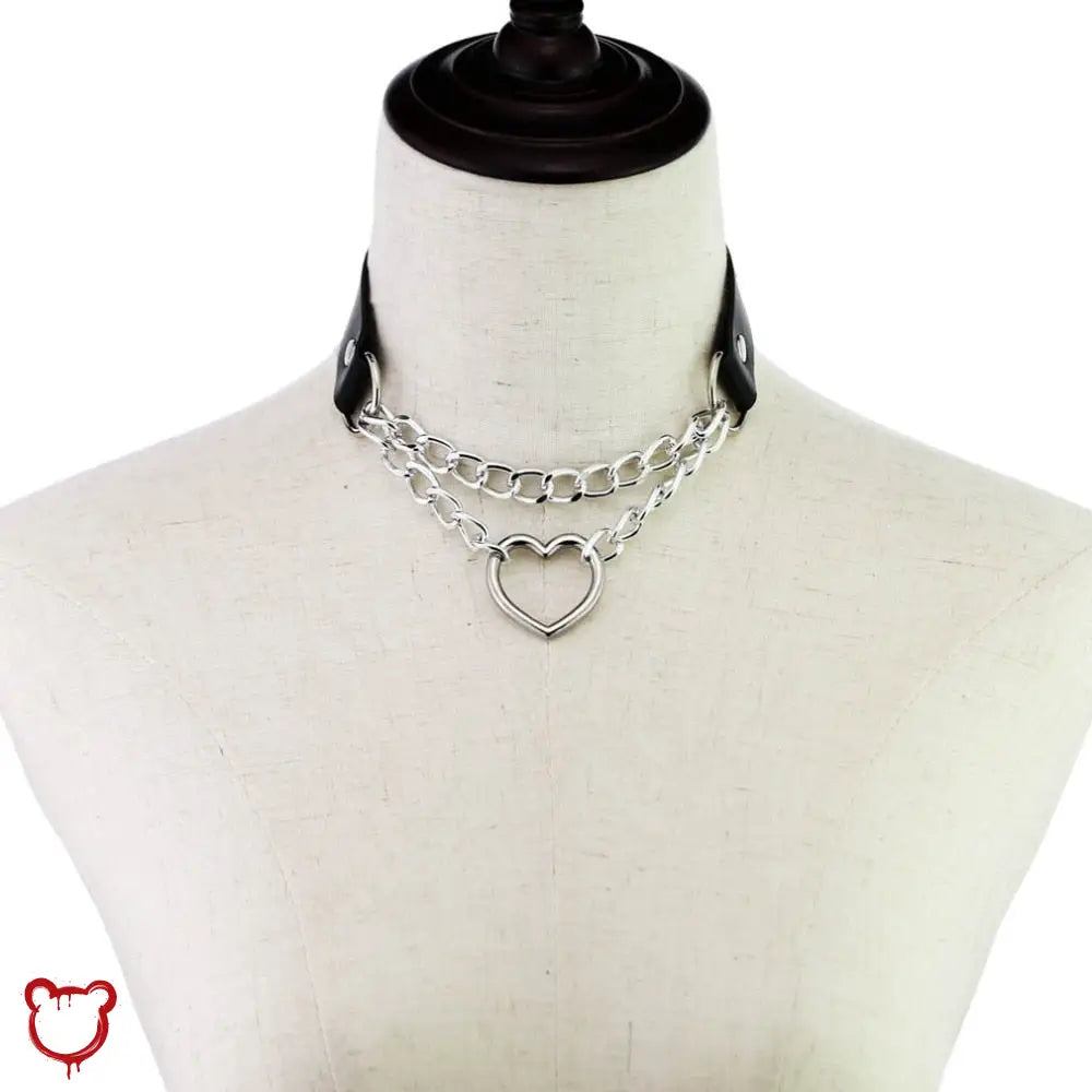 Black Goth Heart Chain Choker Jewellery