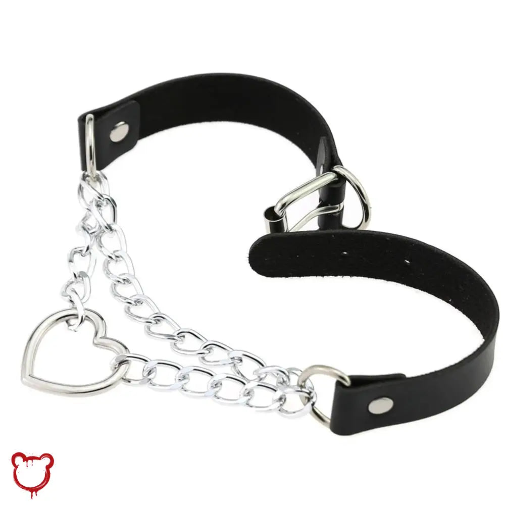 Black Goth Heart Chain Choker Jewellery