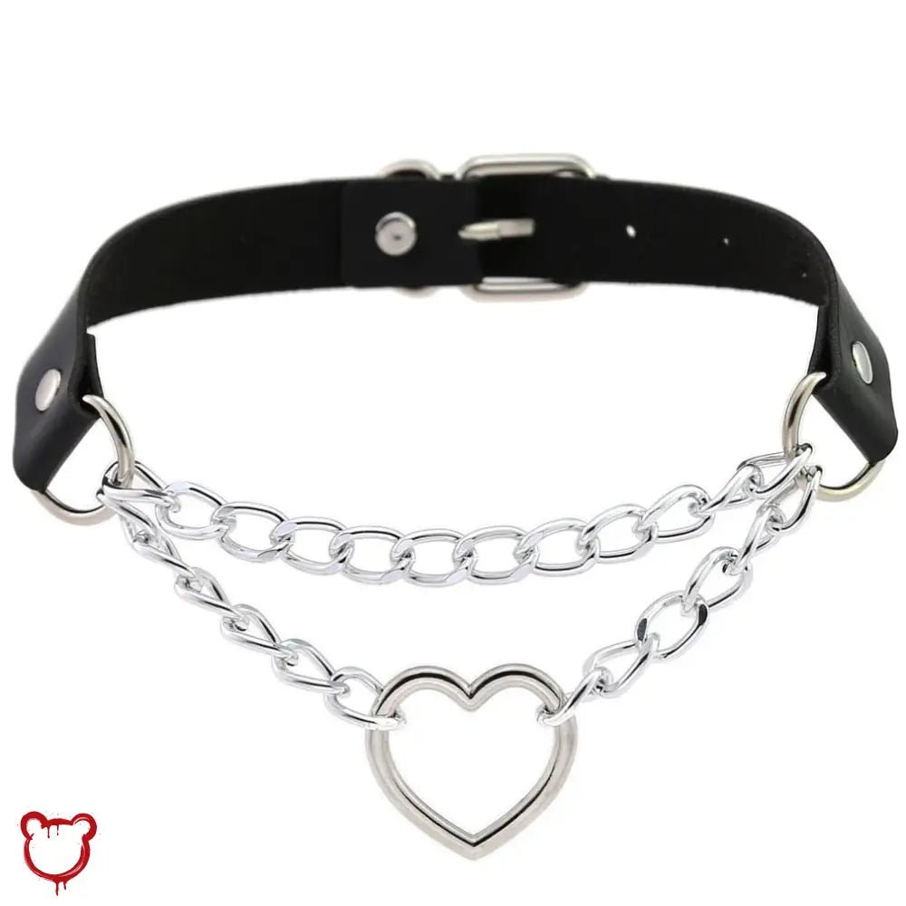 "Black Goth Heart Chain Choker" - The Cursed Closet