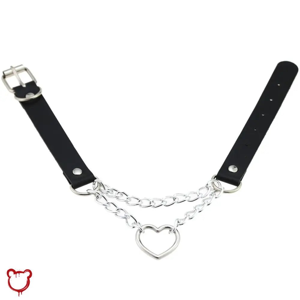 "Black Goth Heart Chain Choker" - The Cursed Closet