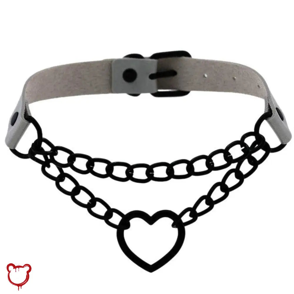 Black Goth Heart Choker - 16 Colors - The Cursed Closet