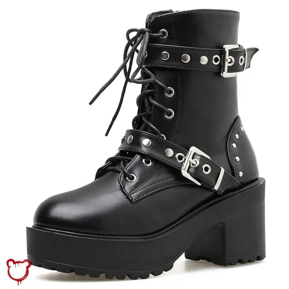 Black Goth Lace-Up Boots Footwear