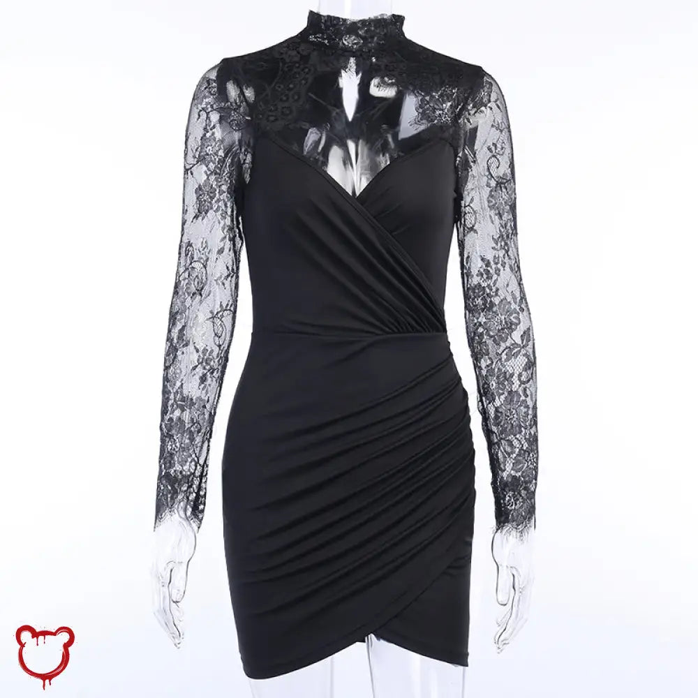 Black Goth Mesh Lace Dress / M Clothing