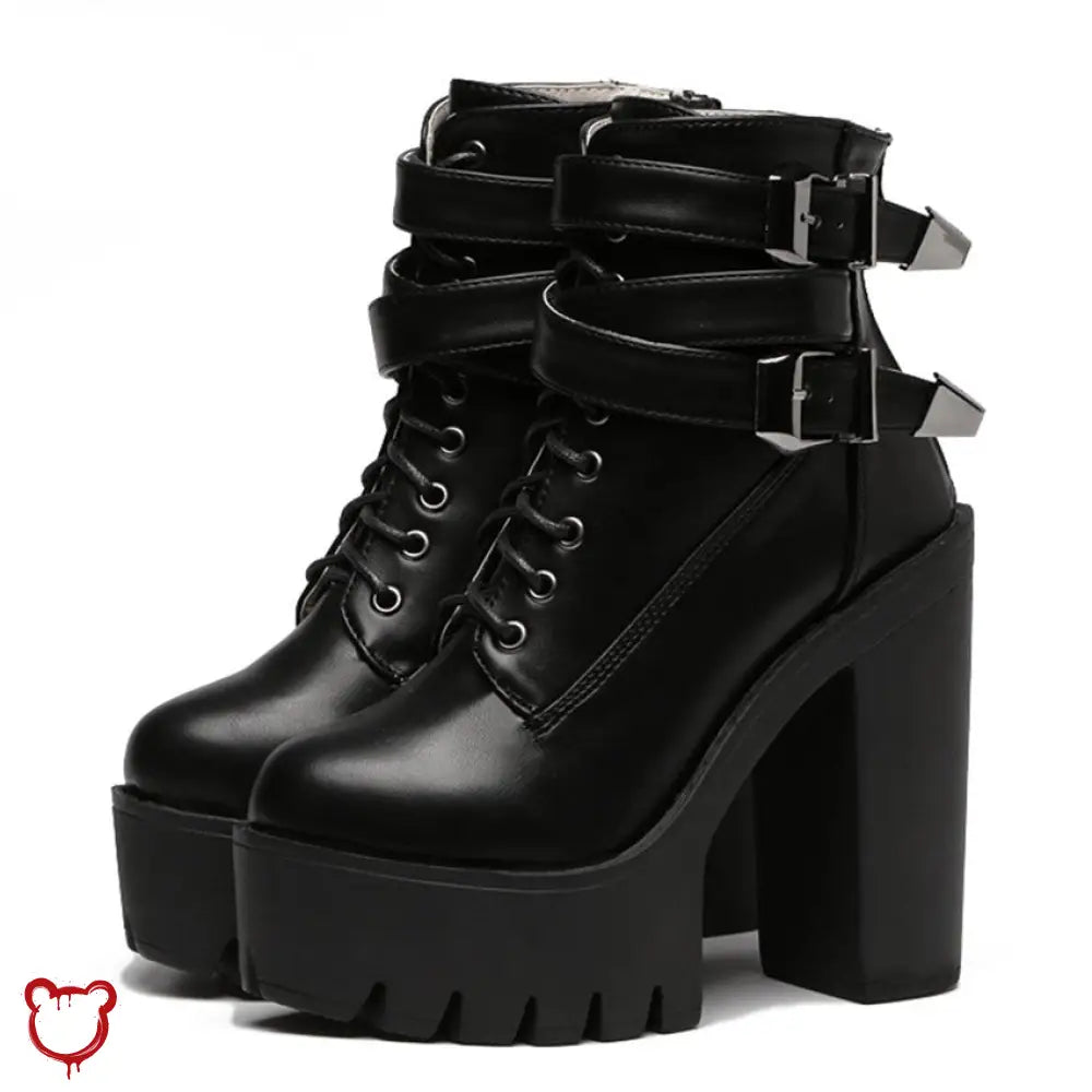 "Black Goth Platform Boots by Gatekeeper" - The Cursed Closet