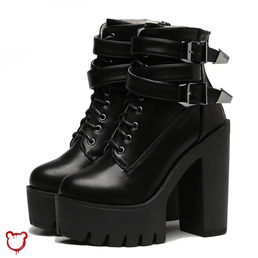 Black Goth Platform Boots By Gatekeeper Black / 4.5 Footwear