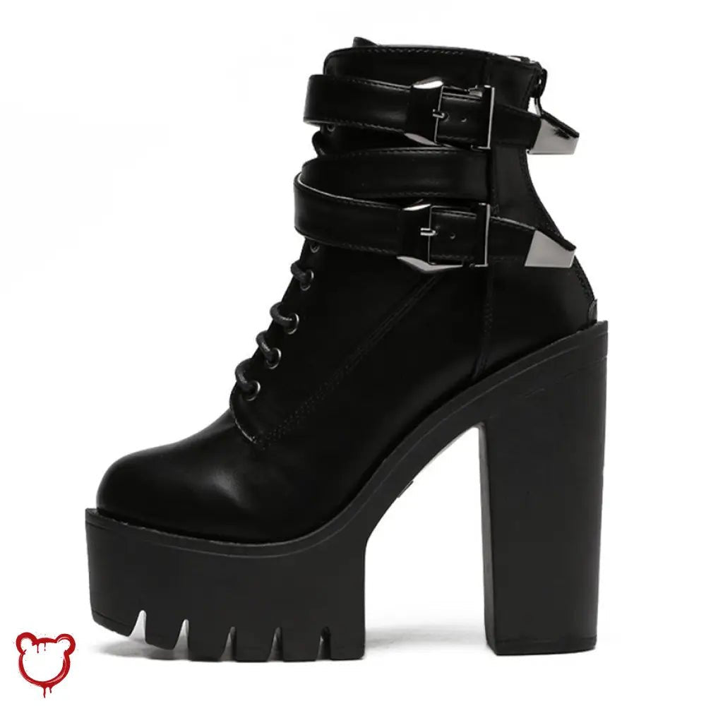 "Black Goth Platform Boots by Gatekeeper" - The Cursed Closet