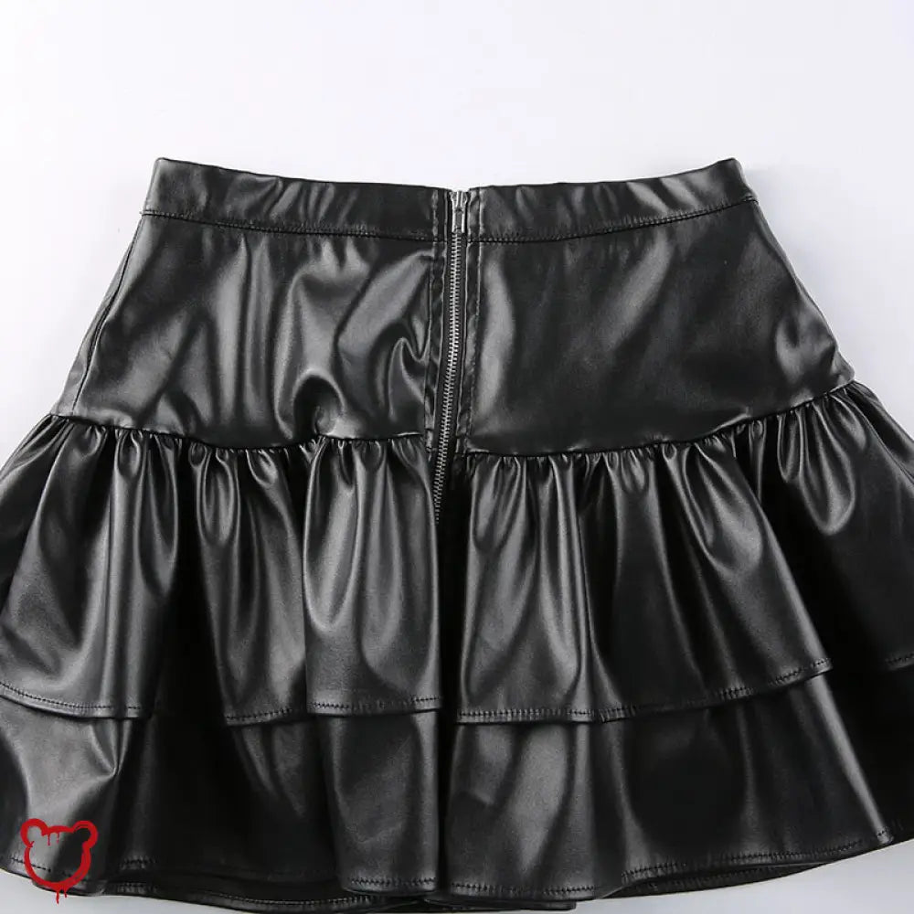 "Black Goth PU Leather Skirt - The Cursed Closet