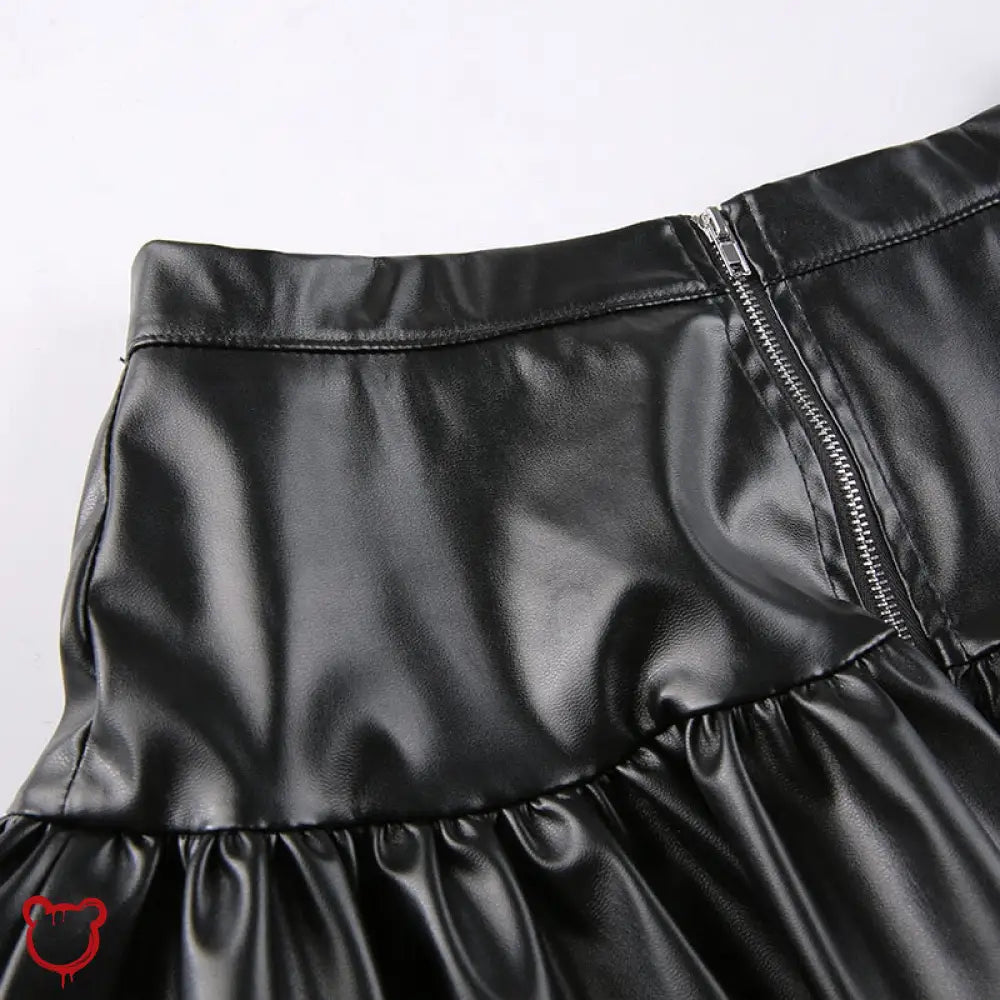 "Black Goth PU Leather Skirt - The Cursed Closet