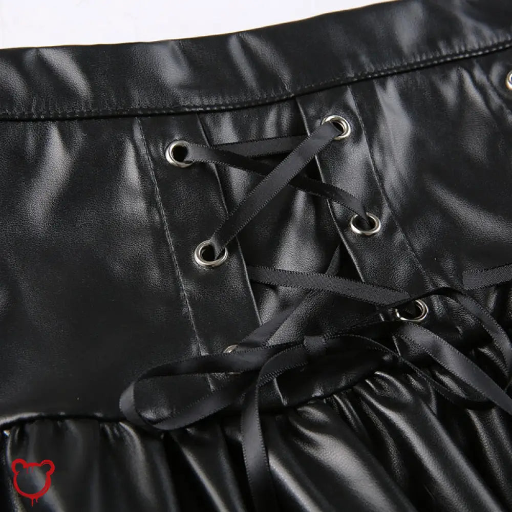 "Black Goth PU Leather Skirt - The Cursed Closet