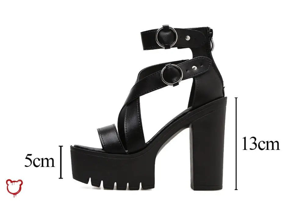 Black Goth Strap Shoes' - The Cursed Closet
