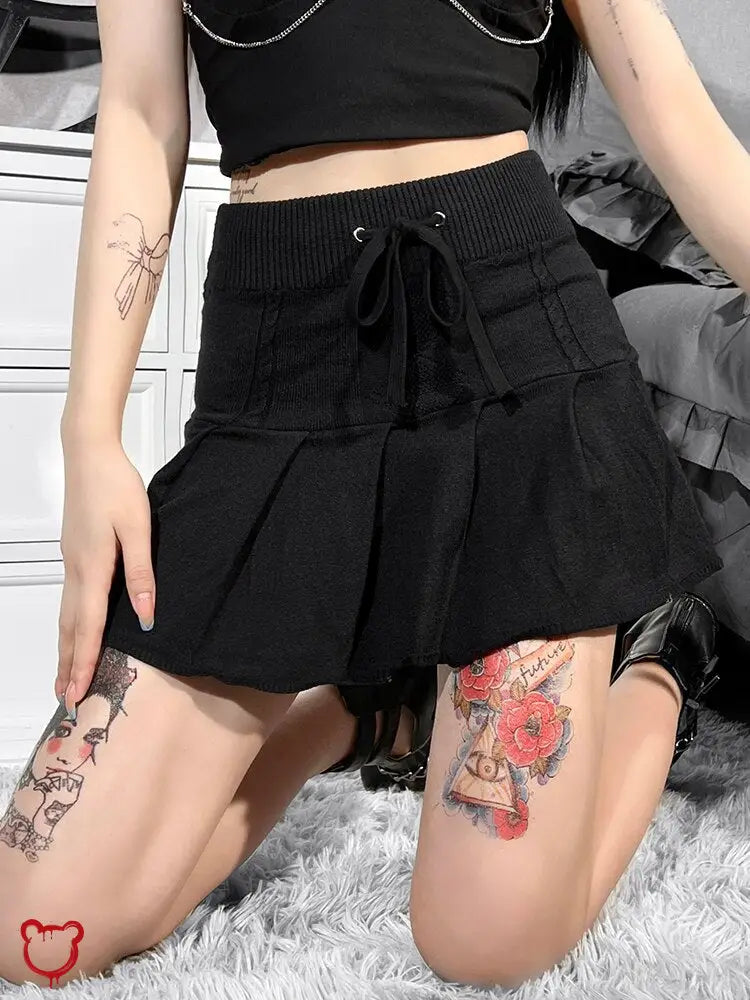 Black Gothic A-Line Mini Skirt Clothing