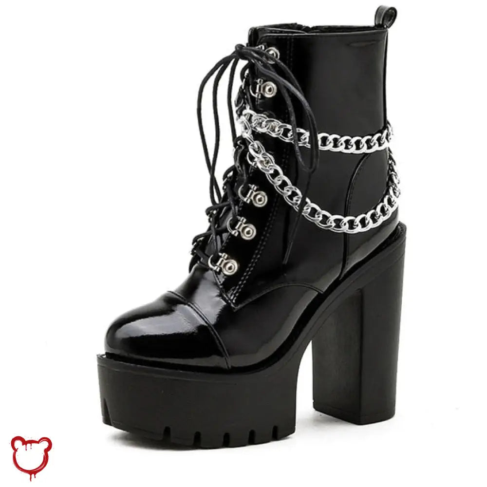The Cursed Closet 'Crying out Loud' Chain Ankle Boots at $55.99 USD
