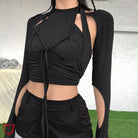 Black Gothic Lace-Up Long Sleeve Clothing