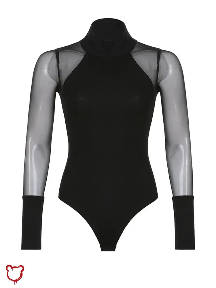 Black Gothic Mesh Bodysuit Clothing