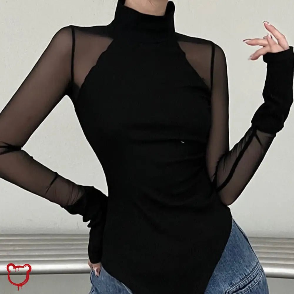 "Black Gothic Mesh Bodysuit" - The Cursed Closet