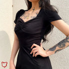 Black Gothic Midi Dress. Clothing