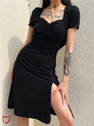 Black Gothic Midi Dress. Clothing