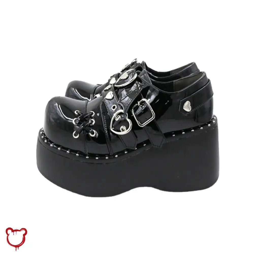Black Gothic Platform Buckle Shoes - The Cursed Closet