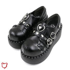 Black Gothic Platform Buckle Shoes Black Matte1 / 35 Footwear