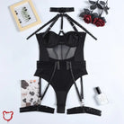 Black Gothic Suspenders Bodysuit Set / S Clothing