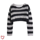 Black Grey Grunge Stripe Sweater Clothing