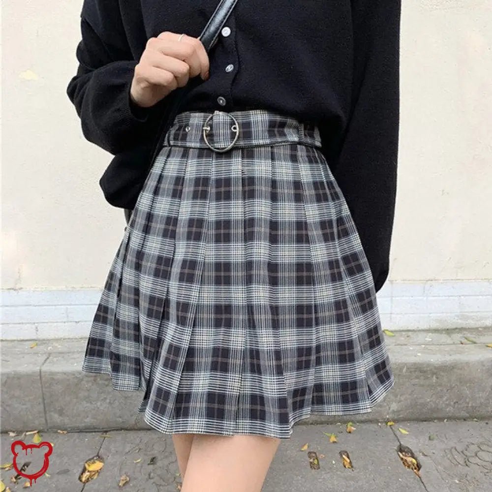 Black Grey Plaid Skirt - The Cursed Closet