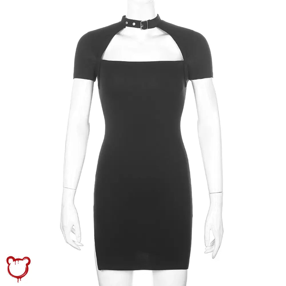 "Black Grunge Bodycon Dress - Secret" - The Cursed Closet