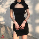 Black Grunge Bodycon Dress - Secret Clothing